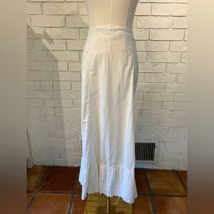 Antique Edwardian 1900s White Cotton Lace Tie Back Skirt Petticoat Women’s 10